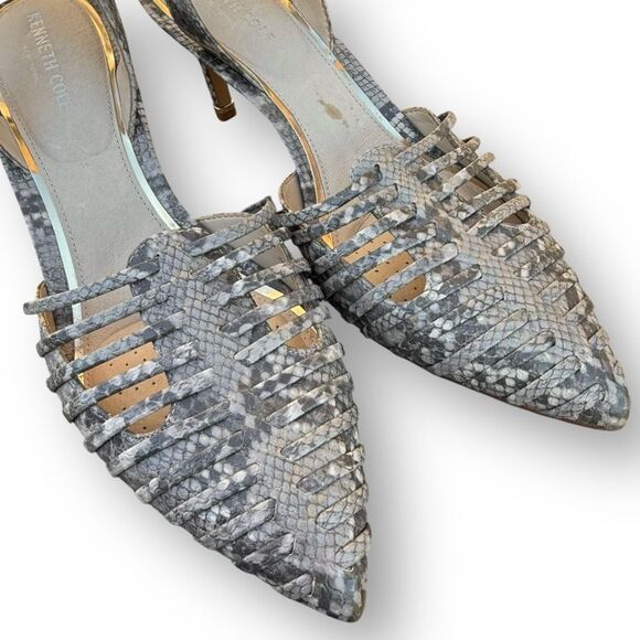 Kenneth Cole New York Riley Slingback Pump in Light Grey Faux Leather size 9.5 - Picture 3 of 14